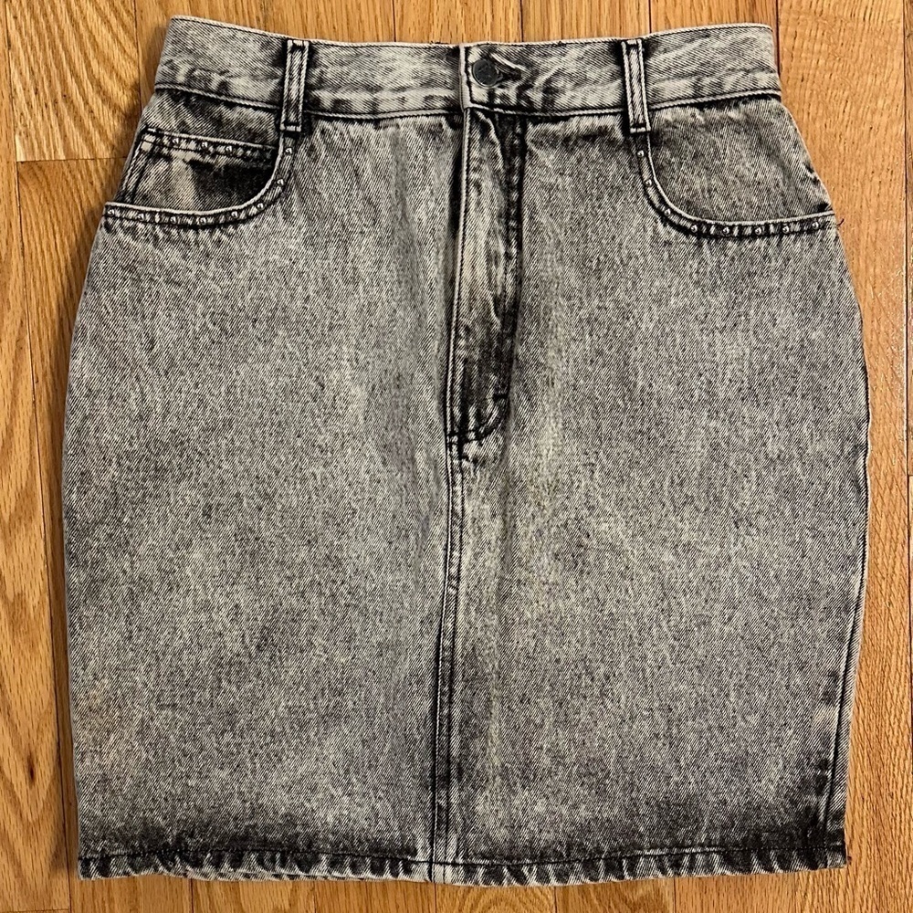 Buzios No Problem Vintage Womens Black Gray Jean Denim Pencil Skirt Sz 13/14